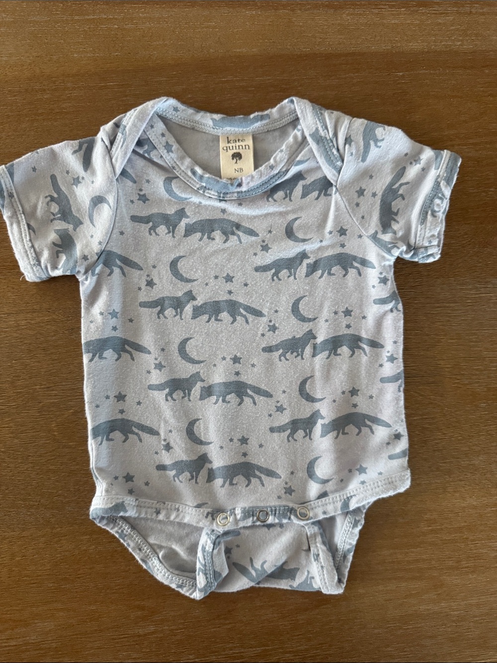 kate quinn Newborn Blue Fox Print One-Piece